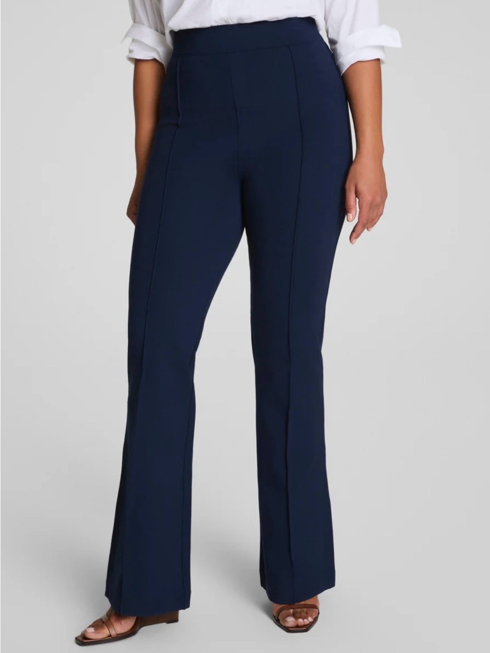SPANX Navy High-Rise Flare Ponte Pants